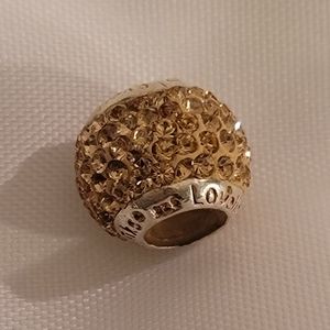 Lovelinks Bead Sterling Silver, LIGHT PEACH CRYSTAL BALL. Fits Pandora